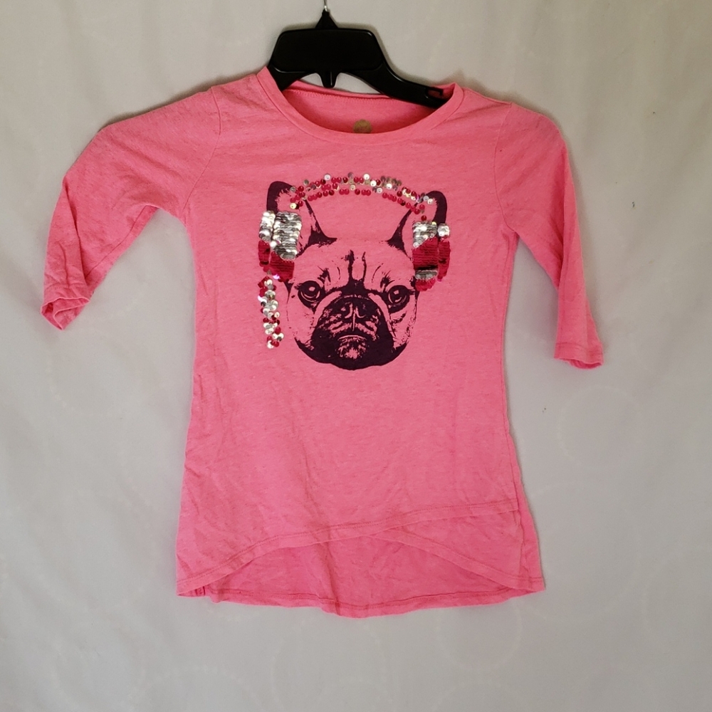 Total Girl 7/8 pink shirt with pug
